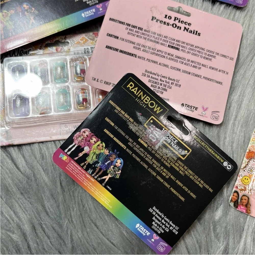 GIRLS Press On Nail Bundle Rainbow High Lol Surprise Floral